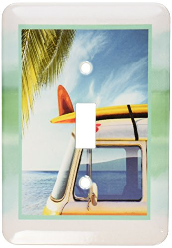 3dRose LLC lsp_99540_1 Vintage Van with Surfboard Single Toggle Switch