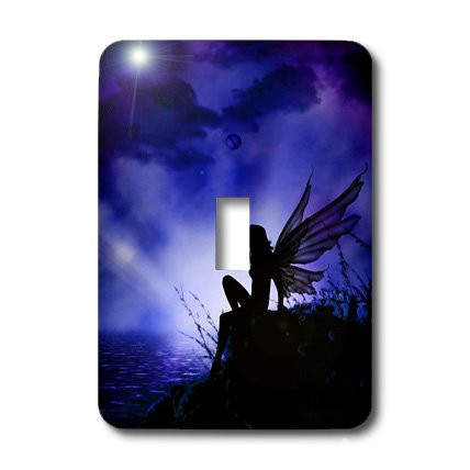 3dRose lsp_100943_1 Silhouette of Fairy Against Purple Sky Single Toggle Switch