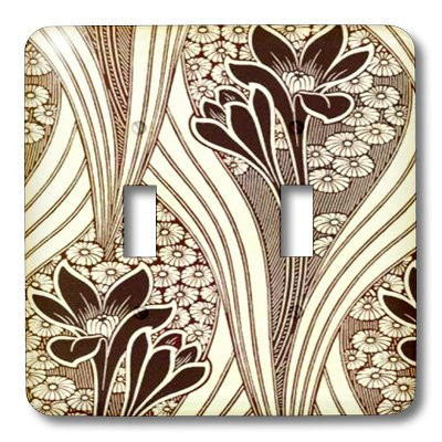 3dRose LLC lsp_100979_2 Brown N Beige Art Deco Floral Design Double Toggle Switch