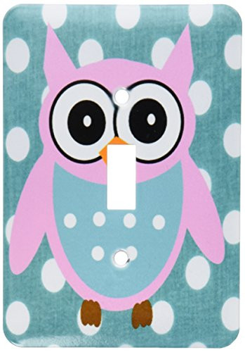 3dRose LLC lsp_101069_1 Pink N Turquoise Owl On Dotted Turquoise Background Single Toggle Switch