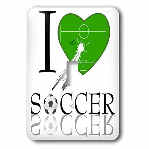 3dRose lsp_101403_1"I Love Soccer In Green" Single Toggle Switch Multicolor