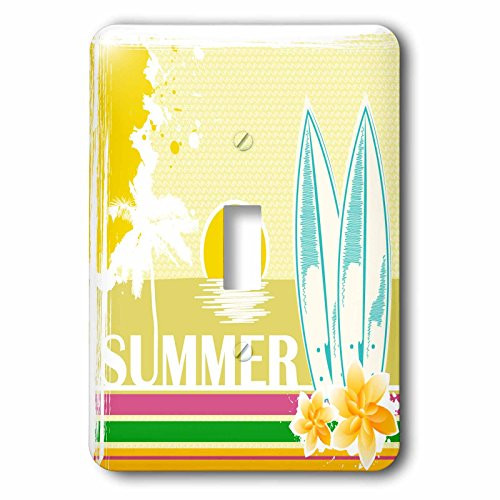3dRose lsp_101547_1 Summer Scene With A Beach And Surfboards Single Toggle Switch Multicolor