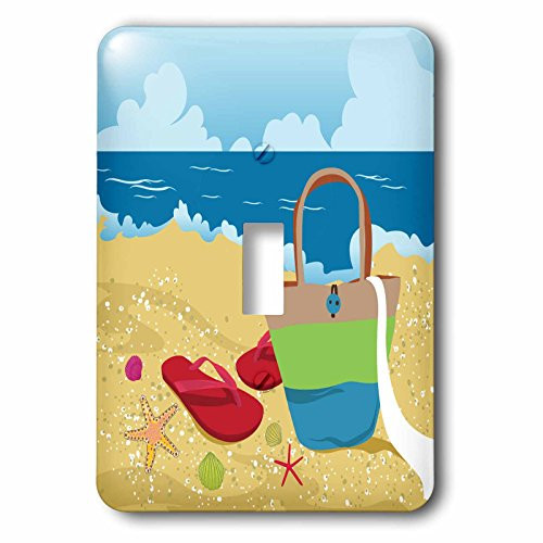 3dRose LSP_104505_1"Summer Beach Down The Shore Vacation Design Single Toggle Switch, Multicolor