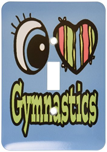 3dRose lsp_106144_1 Bright Eye Heart I Love Gymnastics Single Toggle Switch, Multicolor