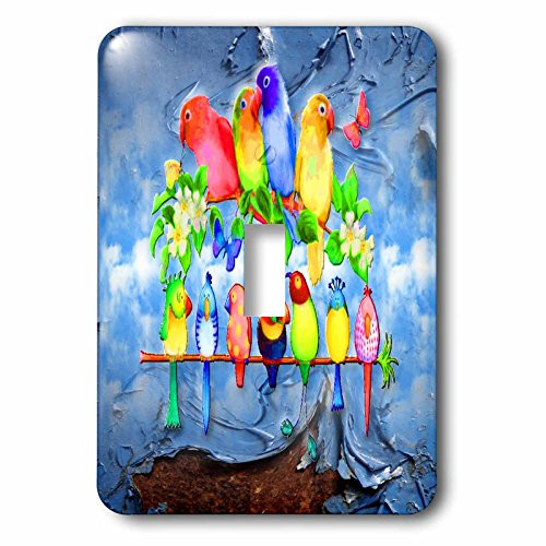 3dRose LLC lsp_108079_1 Parrots Of Different Colors and Art with A Beautiful Background Single Toggle Switch