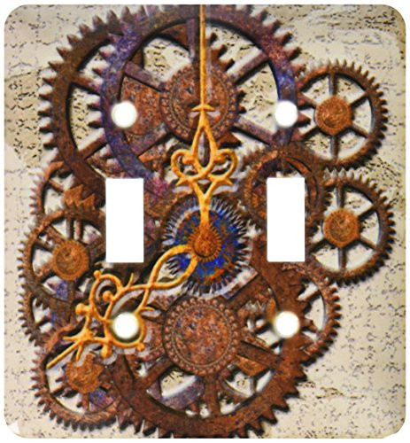 3dRose lsp_108102_2  Steam Punk Cog Wheels in Bronze Double Toggle Switch