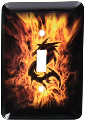 3dRose lsp_109847_1 Dragon Surrounded By Fire Single Toggle Switch