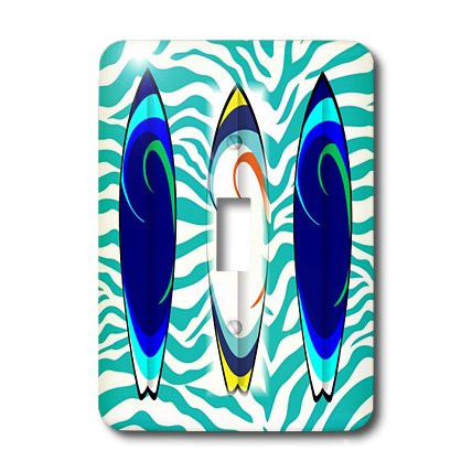 3dRose LLC lsp_119171_1 3 Surfboards on Turquoise Zebra Pattern Single Toggle Switch