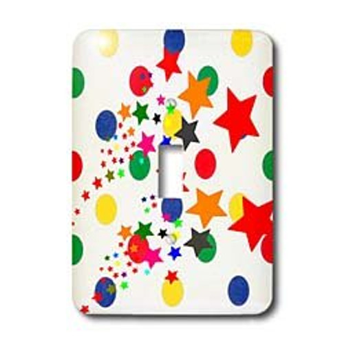 3dRose LLC lsp_119311_1 Colorful Stars On Circus Dots in Primary Colors Single Toggle Switch