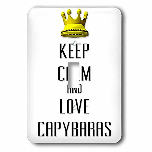 3dRose lsp_120975_1 Gold Crown Keep Calm and Love Capybaras Single Toggle Switch