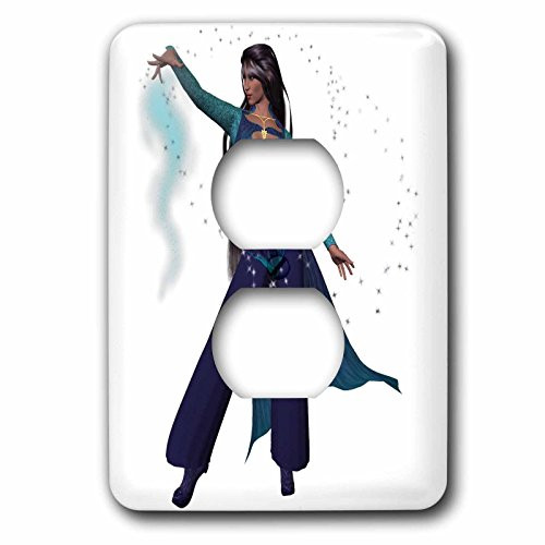 3dRose LLC lsp_131292_6 Halloween Pretty Blue Witch 2 Plug Outlet Cover
