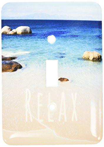 3dRose lsp_151391_1  Relax Positive Affirmations Inspiring Motivational Word Beach Photography Calm Ocean Sea Single Toggle Switch