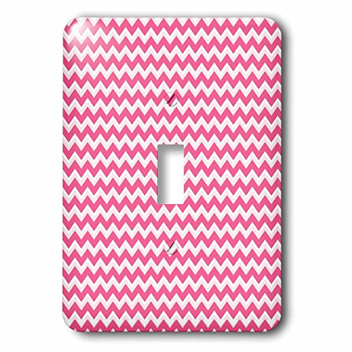 3dRose lsp_152033_1 Chic Chevron Pink and White Zigzag Girly Art Single Toggle Switch