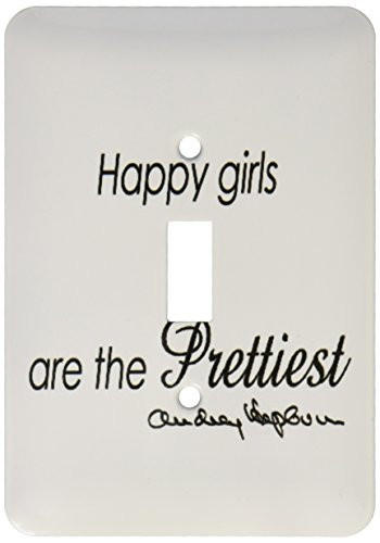 3dRose lsp_163999_1  Happy Girls Are The Prettiest, Audrey Hepburn Quote Single Toggle Switch