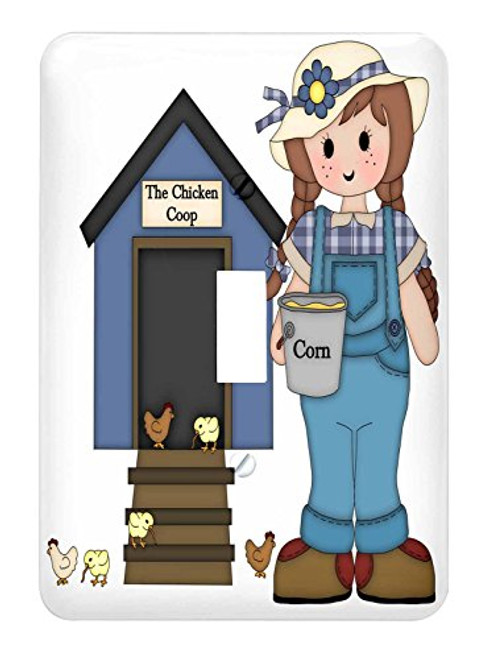 3dRose lsp_222518_1 Cute Little Country Farm Girl Feeding Her Chickens Illustrations Single Toggle Switch 3dRose lsp_222518_1 Cute Little Country Farm Girl Feeding Her Chickens Illustrations Single Toggle Switch