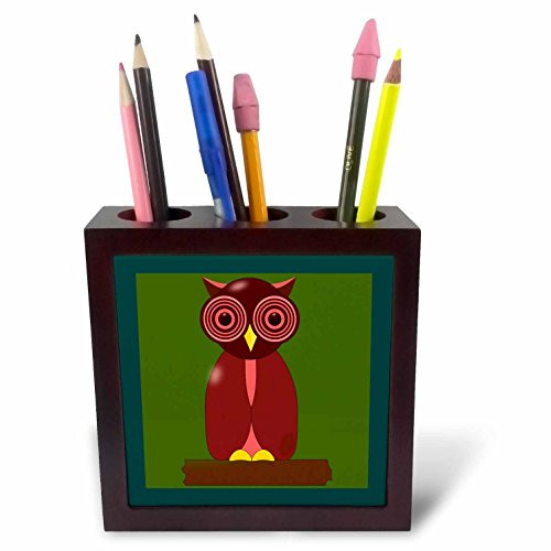 3dRose ph_22365_1 Wise old Owl Cartoon Tile Pen Holder, 5-Inch
