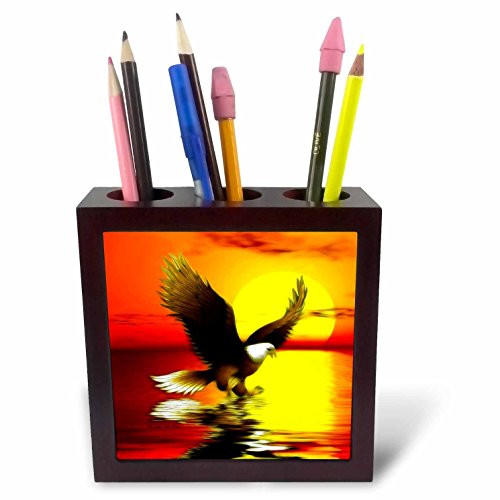 3dRose ph_23313_1 Eagle at Sunset Tile Pen Holder, 5-Inch