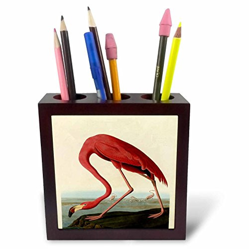 3dRose ph_48221_1 Vintage Pink Flamingo Tile Pen Holder, 5-Inch