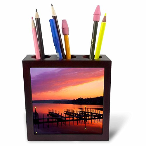 3dRose ph_92325_1 New Hampshire Dock and Lake Winnipesaukee - US30 BJA0014 - Jaynes Gallery - Tile Pen Holder, 5-Inch