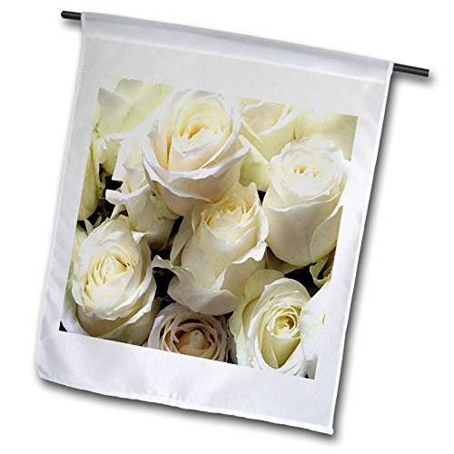 3dRose fl_4205_1 White Roses, Garden Flag, 12 by 18-Inch