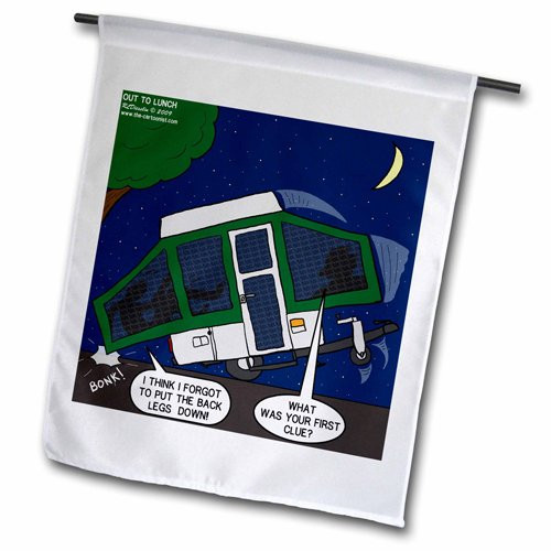 3dRose fl_4513_1 Pop-Up Camper Set-Up Problems Garden Flag, 12 by 18"