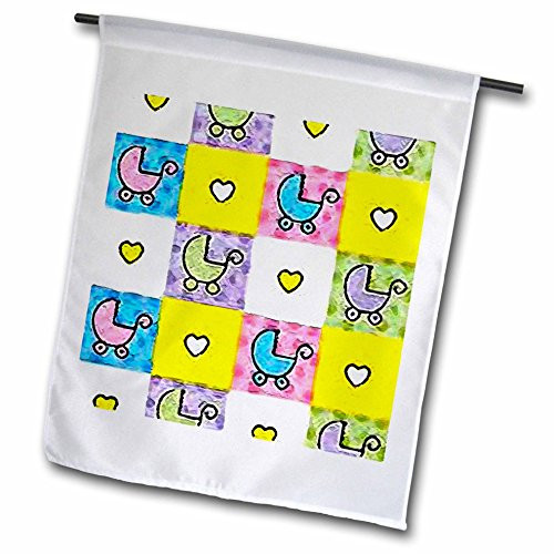 3dRose fl_5724_1 Baby Buggies, Garden Flag, 12 by 18-Inch