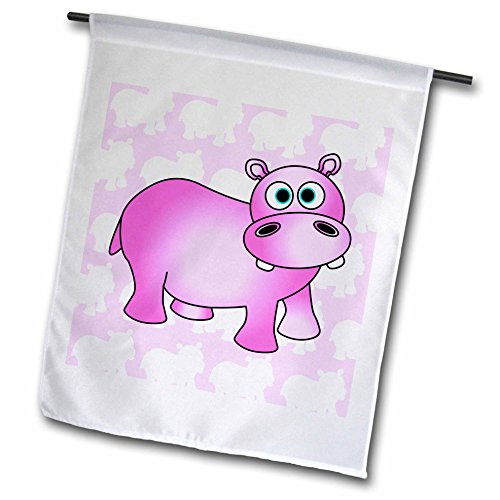 3dRose fl_6132_1 Pink Hippopotamus, Garden Flag, 12 by 18-Inch 3dRose fl_6132_1 Pink Hippopotamus, Garden Flag, 12 by 18-Inch