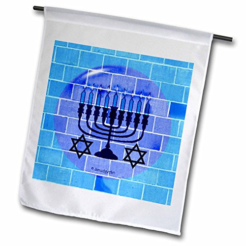 3dRose fl_8360_1 Menorah Blue Brick Garden Flag, 12 by 18-Inch