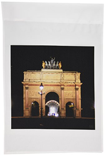 3dRose fl_10498_1 Paris France Arch of Triumph at Night Garden Flag, 12 by 18-Inch