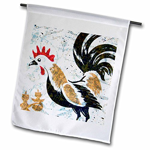 3dRose fl_11385_1 Vintage Rooster Digital Art by Angelandspot Garden Flag, 12 by 18-Inch