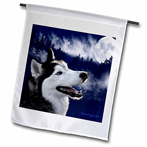 3dRose fl_13656_1 Blue Eyed Alaskan Husky Garden Flag, 12 by 18-Inch