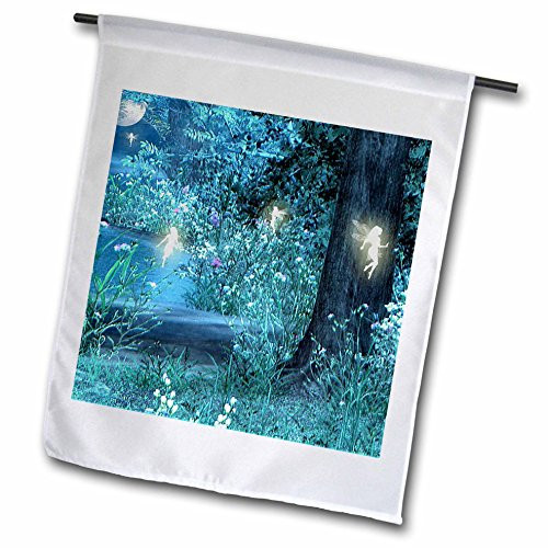 3dRose fl_17943_1 Fairy Night Magic Garden Flag, 12 by 18-Inch