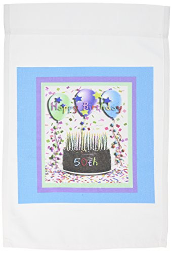 3dRose fl_20207_1 Happy Birthday 50th Chocolate Cake Garden Flag, 12 by 18-Inch