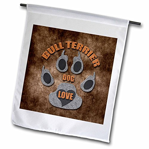 3dRose fl_22045_1 Bull Terrier Dog Love Dog Breed in Gray and Brown Garden Flag, 12 by 18-Inch