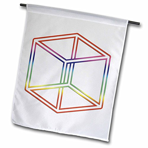 3dRose fl_24271_1 Escher's Impossible Cube Glowing on White Background Garden Flag, 12 by 18-Inch