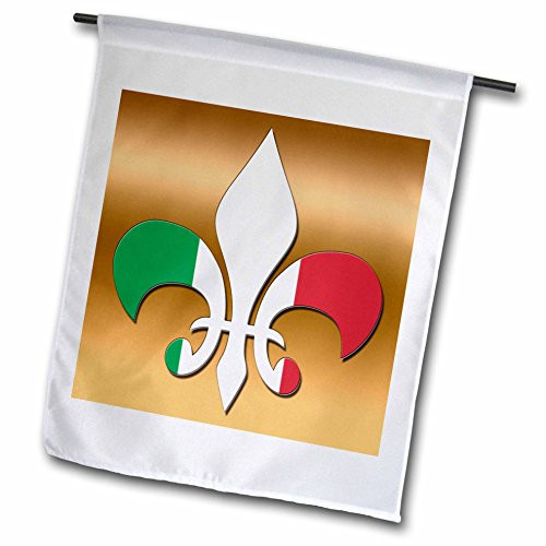 3dRose fl_30762_1 Large Green/White/Red Fleur De Lis on a Gold Background Italian Flag Garden Flag, 12 by 18-Inch