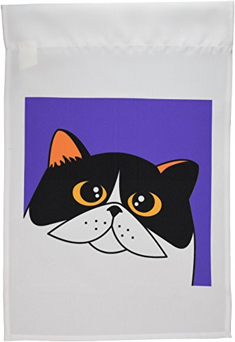 3dRose fl_31213_1 The Curious Cat Calico with Orange Eyes Purple Garden Flag, 12 by 18-Inch