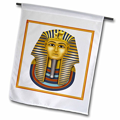 3dRose fl_39627_1 Framed Egyptian King Tut Garden Flag, 12 by 18-Inch