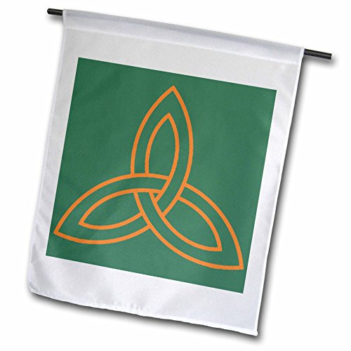 3dRose fl_44275_1 Tangerine Celtic Design on a Teal Background Garden Flag, 12 by 18-Inch