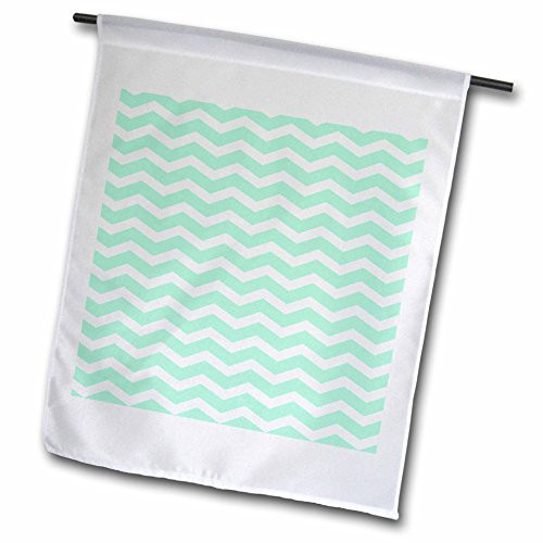3dRose fl_56647_1 Mint Green and White Chevron Zig Zag Stripes Pattern Retro and Stylish Garden Flag, 12 by 18-Inch