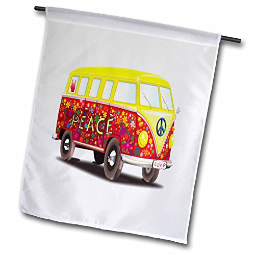 3dRose fl_57634_1 Peace Love Rock N Roll Garden Flag, 12 by 18-Inch