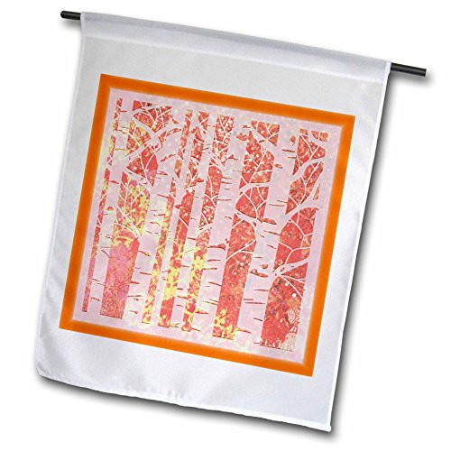 3dRose fl_61889_1 Abstract Birch Trees in Forest of Orange Yellow N Coral Garden Flag, 12 by 18-Inch 3dRose fl_61889_1 Abstract Birch Trees in Forest of Orange Yellow N Coral Garden Flag, 12 by 18-Inch