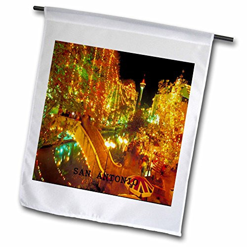 3dRose fl_62235_1 Beautiful San Antonio River Walk at Night Garden Flag, 12 by 18-Inch