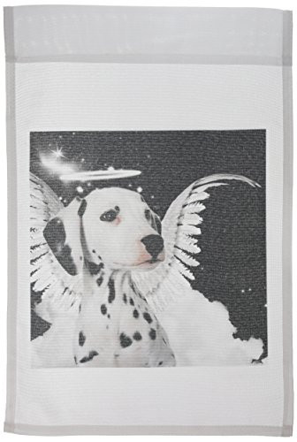 3dRose fl_62895_1 Dalmatian Angel Dog with Clouds, a Cute Halo and Angel Wings Garden Flag, 12 by 18-Inch