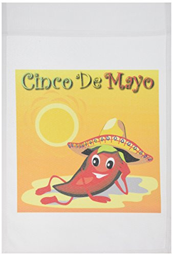 3dRose fl_63110_1 Cinco De Mayo Pepper Orange Background Garden Flag, 12 by 18-Inch
