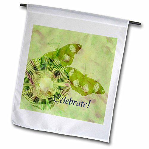 3dRose fl_63421_1 Celebrate Green Butterflies-Inspired Art Garden Flag, 12 by 18-Inch