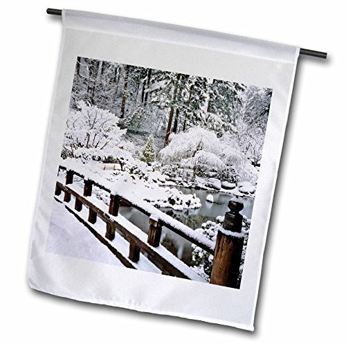3dRose fl_93489_1 Oregon, Portland Winter, Japanese Garden-Us38 Bja0210-Jaynes Gallery Garden Flag, 12 by 18-Inch