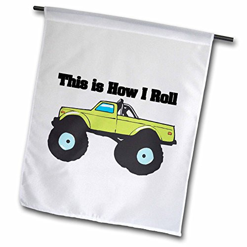 3dRose fl_102549_1 This is How I Roll Monster Truck Garden Flag, 12 by 18-Inch