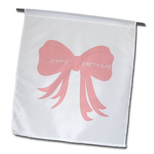 3dRose Fl_109476_1 Giant Pink Bow with Happy Birthday on it Garden Flag, 12 by 18-Inch