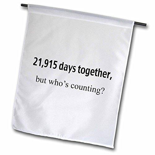 3dRose fl_112219_1 21915 Days Together Who's Counting Happy 60th Anniversary Garden Flag, 12 by 18-Inch